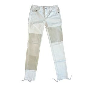 Free people white colorblock skinny jeans size 24 NWOT